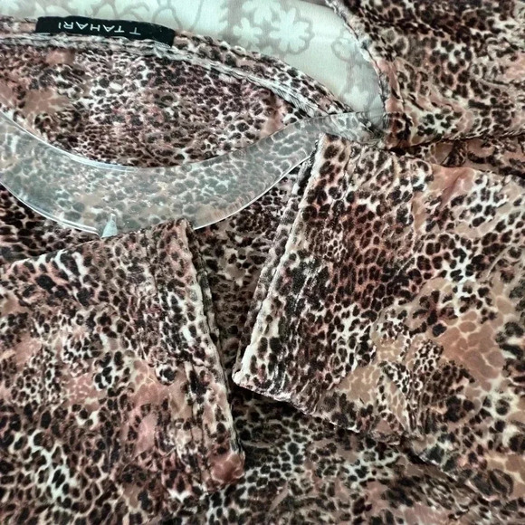 T Tahari Brown Mauve Print Dress Size Medium - Picture 9 of 11